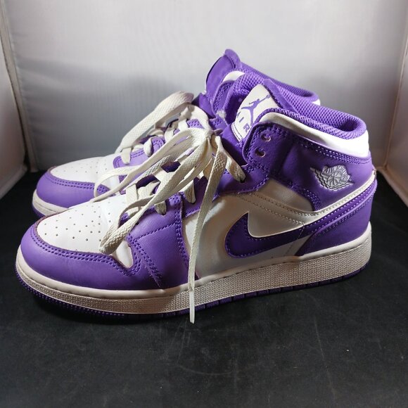 Nike Air Jordan Retro Mid Preschool Purple Venom White size 5.5Y - Picture 4 of 11
